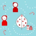 Christmas seamless pattern wiht cute characters. Vector illustration.