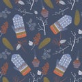 Christmas seamless pattern with winter berries. Vector illustration.