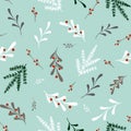 Christmas seamless pattern with winter decorative elements