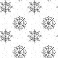 Christmas seamless Pattern. Winter Snowflake vector monoline. Flat line snowing icons, cute snow flakes repeat wallpaper Royalty Free Stock Photo