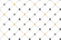 Christmas seamless pattern with X-mas trees and dotted lines. Black and gold New Year Flat style vector illustration Royalty Free Stock Photo