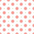 Christmas seamless pattern. Xmas, New year endless texture wrapping paper with red snowflakes and green polka dots Royalty Free Stock Photo