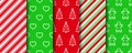 Christmas seamless patterns set. Festive seamless background with xmas, candycane and geometric fabric ornament