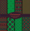 Christmas seamless patterns. Vector set. Royalty Free Stock Photo
