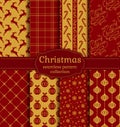 Christmas seamless patterns. Vector set.