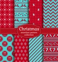 Christmas seamless patterns. Vector set. Royalty Free Stock Photo