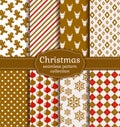 Christmas seamless patterns. Vector set. Royalty Free Stock Photo