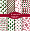 Christmas seamless patterns. Vector set. Royalty Free Stock Photo