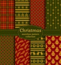 Christmas seamless patterns. Vector set. Royalty Free Stock Photo