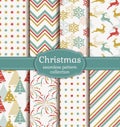 Christmas seamless patterns. Vector set. Royalty Free Stock Photo