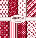 Christmas seamless patterns. Vector set.