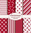 Christmas seamless patterns. Vector set. Royalty Free Stock Photo