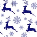 Christmas Seamless Pattern, Deer Snowflakes Winter Surface Pattern, Winter Vector Repeat Pattern for Home Decor, Textile