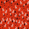 Christmas seamless strip pattern. Scandinavian motives. Nordic ornament with deer.