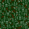 Christmas seamless texture with the Christmas objects made in the hand painted style.