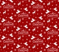 Christmas seamless vector pattern with angels, snowflakes, stars and deers. Winter illustration, background