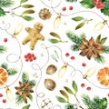 Christmas seamless watercolor pattern