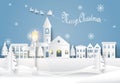 Christmas season in city town paper art background Royalty Free Stock Photo