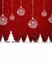 Christmas ball,Tree Season december, frame and card red background Royalty Free Stock Photo