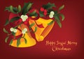 Christmas seasonal greeting card A Holly Jolly Merry Christmas and jingle bells