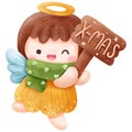 Christmas Series Cute Little Angel Illustration Royalty Free Stock Photo