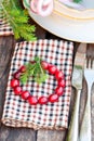 Christmas serving with homemade cranberry wreath