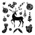 Christmas set black and white Royalty Free Stock Photo