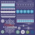 Christmas set of Borders with Snowflakes. Royalty Free Stock Photo