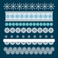 Christmas set of Borders with Snowflakes. Royalty Free Stock Photo