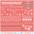 Christmas set of Borders with Snowflakes. Royalty Free Stock Photo