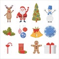 Christmas Set Of Colorful Icons. Royalty Free Stock Photo