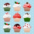 Christmas Set Of Cupcakes And Muffins, Illustrati