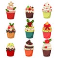 Christmas Set Of Cupcakes And Muffins Illustration