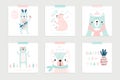 Christmas set with Cute Bears celebrating Christmas eve, handwritten letterings and other elements Royalty Free Stock Photo