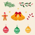 Christmas set.Cute seasonal elements Royalty Free Stock Photo