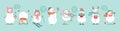 Christmas set with cute snowmen. Royalty Free Stock Photo