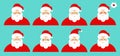 Christmas set with different emotions of Santa Claus. Various face avatars. Facial expression icons. Royalty Free Stock Photo