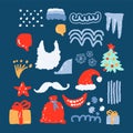 Christmas set hand drawn doodle objects. Xmas Abstract modern trendy New Year vector illustration Royalty Free Stock Photo