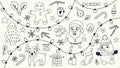 Christmas set of hand drawn doodles. Royalty Free Stock Photo