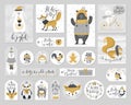 Christmas set, hand drawn style - calligraphy, animals and other elements. Vector illustration. Royalty Free Stock Photo