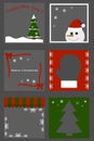 Christmas set icons - tree, snowman, mitten. Vector cartoon illustration of gift wrapping