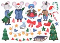 Christmas set with a mouse