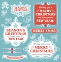 Christmas set - retro labels, banners and signs Royalty Free Stock Photo