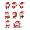 Christmas set Santa Claus in red clothes with a white beard isolated on a white background. Royalty Free Stock Photo