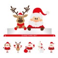 Christmas set santa claus, reindeer, snowman