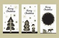 Christmas set of three social media templates. Postcards in the Scandinavian style. For bloggers, SMM and Stories. Royalty Free Stock Photo