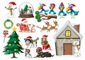 Christmas set with tree and decorations Royalty Free Stock Photo