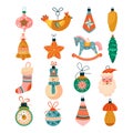 Christmas set of various tree decorations.