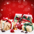 Christmas setting with colorful presents Royalty Free Stock Photo