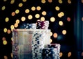 Christmas setting with poker chips Royalty Free Stock Photo